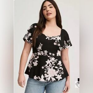 Torrid Sweetheart Flutter Sleeve Peplum Top